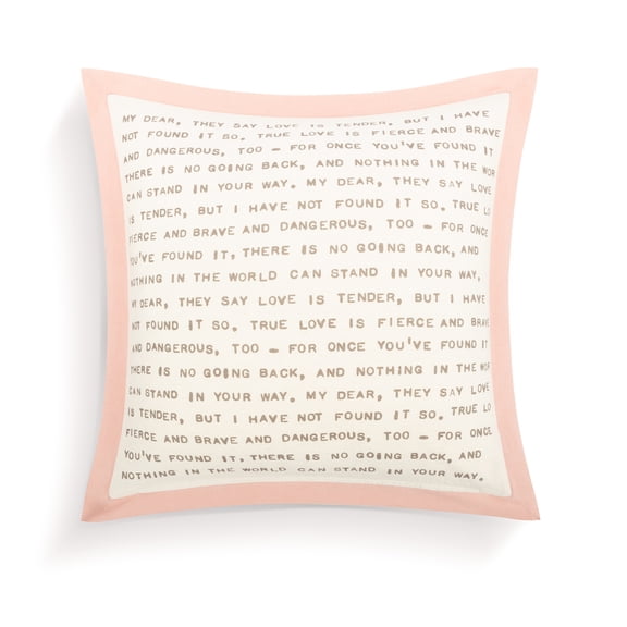 DEMDACO My Dear Pink Trim 18 x 18 All Cotton Polyester Fill Throw Pillow