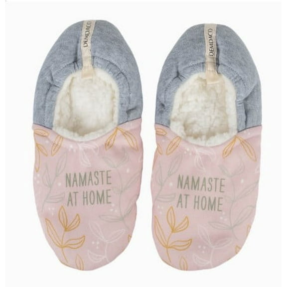 DEMDACO Namaste At Home Pink Plush Soft Fleece Slippers Women Large (9/10)