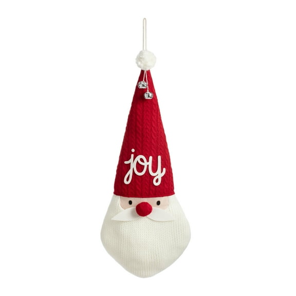 DEMDACO Santa Gnome Joy Red and White 36 x 15 Inch Polyester Knit Christmas Door Hanger
