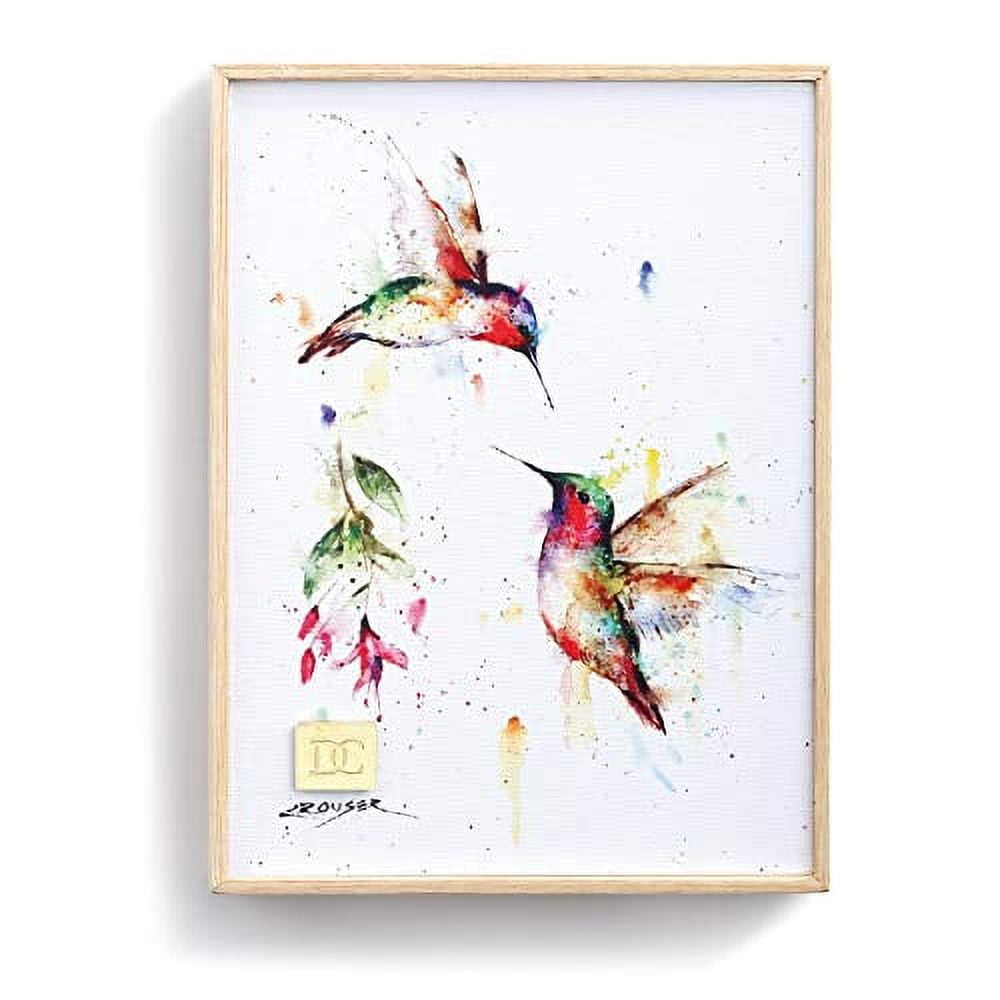 DEMDACO Summer Hummingbird Watercolor Red 8 x 6 Wood and Canvas Decorative Wall Art Sign