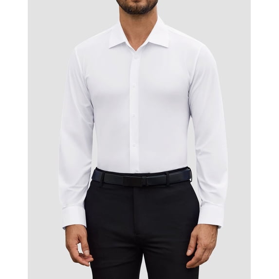 Youclos Men's Dress Shirts Long Sleeve Button Down, 4-Way Stretch Wrinkle-Free, Slim Fit