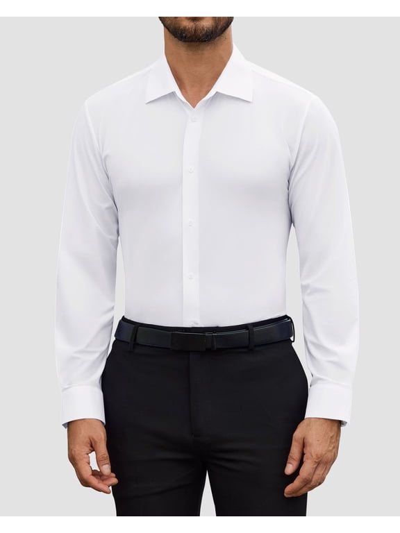 Men's Dress Shirts Long Sleeve Button Down, 4-Way Stretch Wrinkle-Free, Slim Fit