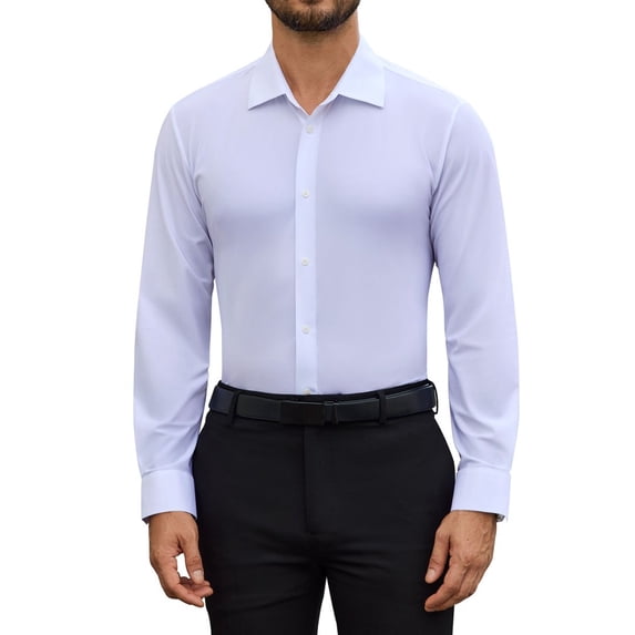 Youclos Men's Dress Shirts Long Sleeve Button Down, 4-Way Stretch Wrinkle-Free, Slim Fit