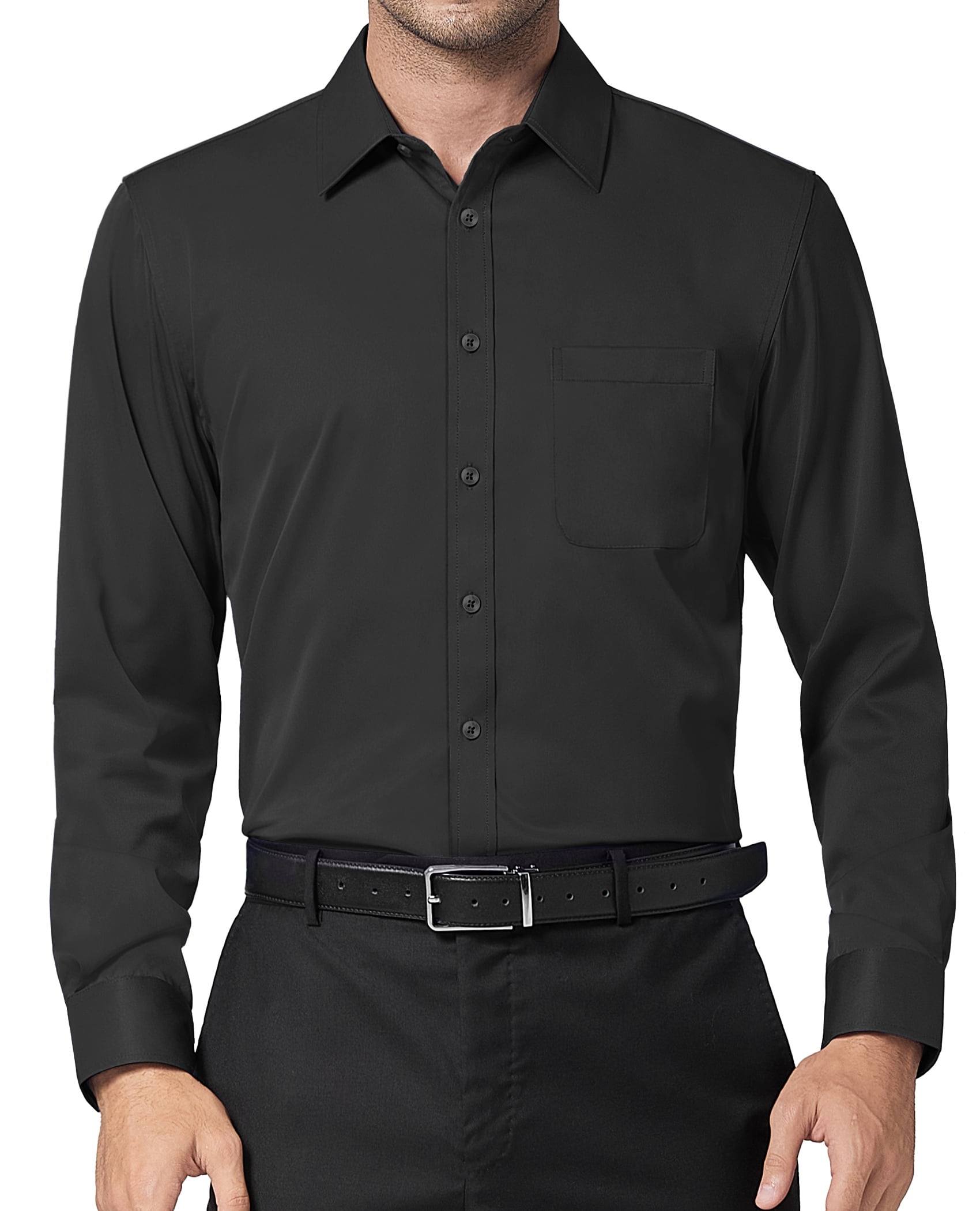 Men's Regular Fit Sateen Dress Shirt - Walmart.com