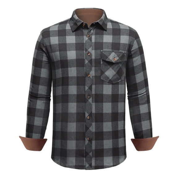 Youclos Long Sleeve Flannel Plaid Checkered Shirts for Men Casual Button Up Shirt