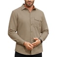thumbnail image 1 of Youclos Long Sleeve Flannel Shirts for Men Corduroy Collar Casual Button Down Shirt with Pocket, 1 of 7