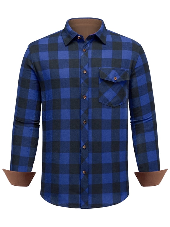 Long Sleeve Plaid Flannel Buffalo Shirt for Men Casual Button Down Shirts