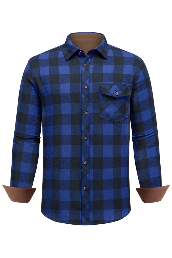 Long Sleeve Plaid Flannel Buffalo Shirt for Men Casual Button Down Shirts