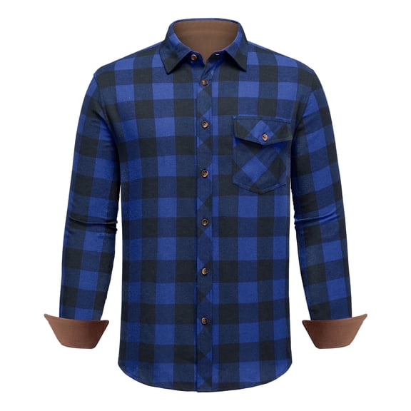 Youclos Long Sleeve Plaid Flannel Buffalo Shirt for Men Casual Button Down Shirts