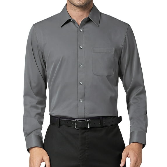 DEMEANOR Long Sleeve Stretch Dress Shirt for Men Solid Button Down Shirt Slim Fit