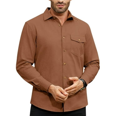 DEMEANOR Men's Flannel Buffalo Shirt with Pocket Casual Button Down Shirts Regular Fit
