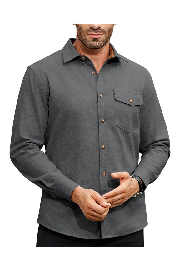 Men's Flannel Buffalo Shirt with Pocket Casual Button Down Shirts Regular Fit