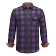 thumbnail image 1 of Youclos Men's Flannel Shirts Long Sleeve Corduroy Collar Buffalo Plaid Shirt with Pocket, 1 of 8
