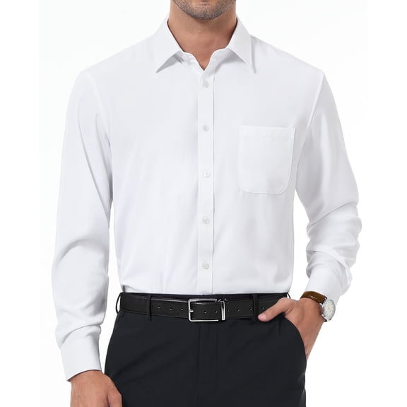 Youclos Men's Long Sleeve Dress Shirts Slim Fit Wrinkle Free Button Down Shirts