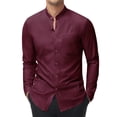 thumbnail image 1 of Youclos Men's Long Sleeve Formal Business Stretch Shirts Mandarin Collar Casual Dress Shirt, 1 of 6