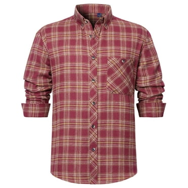 DEMEANOR Men's Long Sleeve Plaid Flannel Shirts with Pocket Casual Button Down Shirt Regular Fit