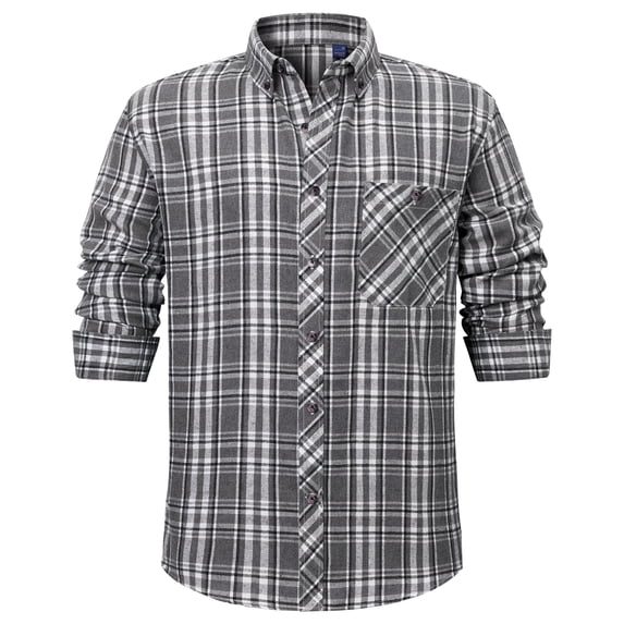 Youclos Men's Long Sleeve Plaid Flannel Shirts with Pocket Casual Button Down Shirt Regular Fit