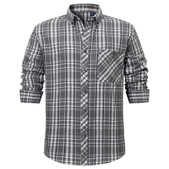 Youclos Men's Long Sleeve Plaid Flannel Shirts with Pocket Casual Button Down Shirt Regular Fit