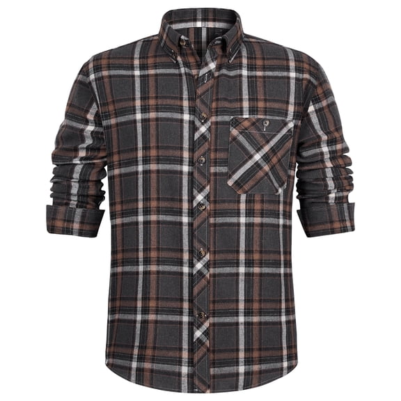 Youclos Men's Long Sleeve Plaid Flannel Shirts with Pocket Casual Button Down Shirt Regular Fit