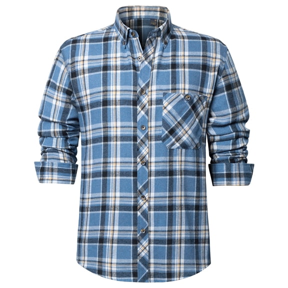 Youclos Men's Long Sleeve Plaid Flannel Shirts with Pocket Casual Button Down Shirt Regular Fit