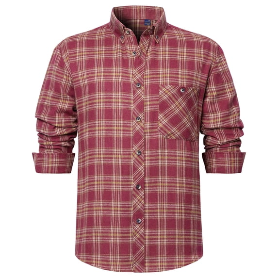 Youclos Men's Long Sleeve Plaid Flannel Shirts with Pocket Casual Button Down Shirt Regular Fit