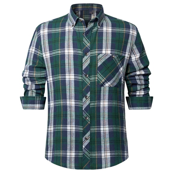 Youclos Men's Long Sleeve Plaid Flannel Shirts with Pocket Casual Button Down Shirt Regular Fit