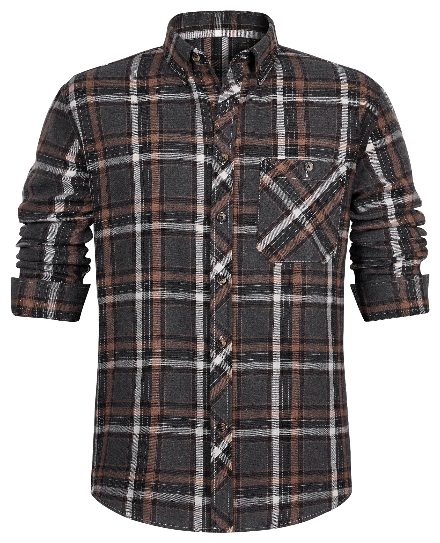 DEMEANOR Men's Long Sleeve Plaid Flannel Shirts with Pocket Casual ...