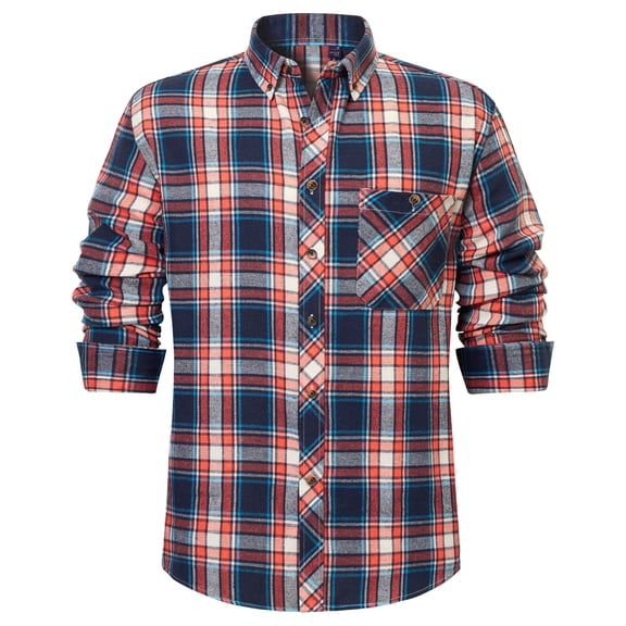 Youclos Men's Long Sleeve Plaid Flannel Shirts with Pocket Casual Button Down Shirt Regular Fit