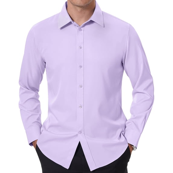 Youclos Men's Long Sleeve Stain Sheild Stretch Dress Shirt Casual Button Down Shirts