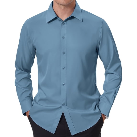 Youclos Men's Long Sleeve Stain Sheild Stretch Dress Shirt Casual Button Down Shirts