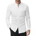 thumbnail image 1 of Youclos Men's Long Sleeve Stretch Dress Shirts Band Collar Button Down Shirt Muscle Fit, 1 of 8