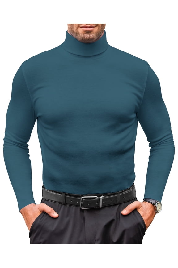 Men's Pullover Sweater Long Sleeve Knitted Turtleneck Sweaters Slim Fit