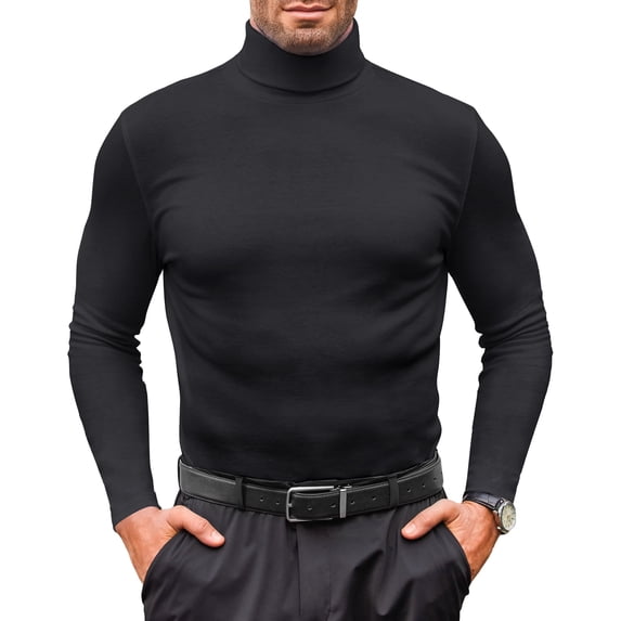 Youclos Men's Pullover Sweater Long Sleeve Knitted Turtleneck Sweaters Slim Fit
