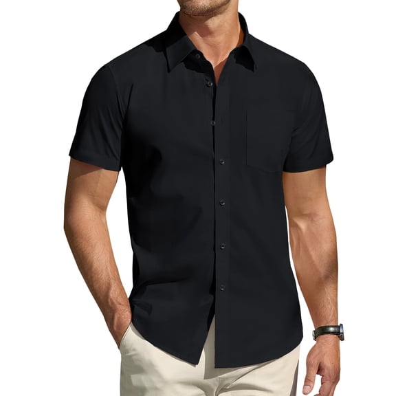 Youclos Men's Short Sleeve Dress Shirts Casual Button Down Shirt Regular Fit