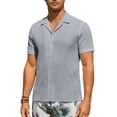 thumbnail image 1 of Youclos Men's Short Sleeve Textured Linen Shirts Hawaiian Button Down Shirts, 1 of 7