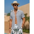 thumbnail image 1 of Youclos Men's Short Sleeve Textured Hawaiian Beach Button Down Shirt, Bahama Shirt, 1 of 8