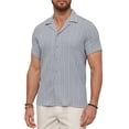 thumbnail image 1 of Youclos Men's Casual Short Sleeve Textured Hawaiian Beach Button Down Shirt, Bahama Shirt, 1 of 8