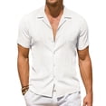 thumbnail image 1 of Youclos Men's Short Sleeve Textured Linen Shirts Hawaiian Button Down Shirts, 1 of 7
