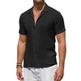 thumbnail image 1 of Youclos Men's Short Sleeve Textured Linen Hawaiian Beach Button Down Shirt, 1 of 7