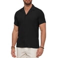 thumbnail image 1 of Youclos Men's Casual Short Sleeve Textured Hawaiian Beach Button Down Shirt, Bahama Shirt, 1 of 8