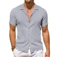 thumbnail image 1 of Youclos Men's Short Sleeve Textured Linen Shirts Hawaiian Button Down Shirts, 1 of 6