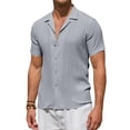 thumbnail image 1 of Youclos Men's Short Sleeve Textured Linen Hawaiian Beach Button Down Shirt, 1 of 8