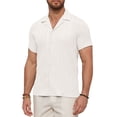 thumbnail image 1 of Youclos Men's Casual Short Sleeve Textured Hawaiian Beach Button Down Shirt, Bahama Shirt, 1 of 6