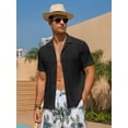 thumbnail image 1 of Youclos Men's Short Sleeve Textured Hawaiian Beach Button Down Shirt, Bahama Shirt, 1 of 8
