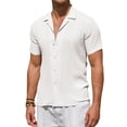 thumbnail image 1 of Youclos Men's Short Sleeve Textured Linen Hawaiian Beach Button Down Shirt, 1 of 8
