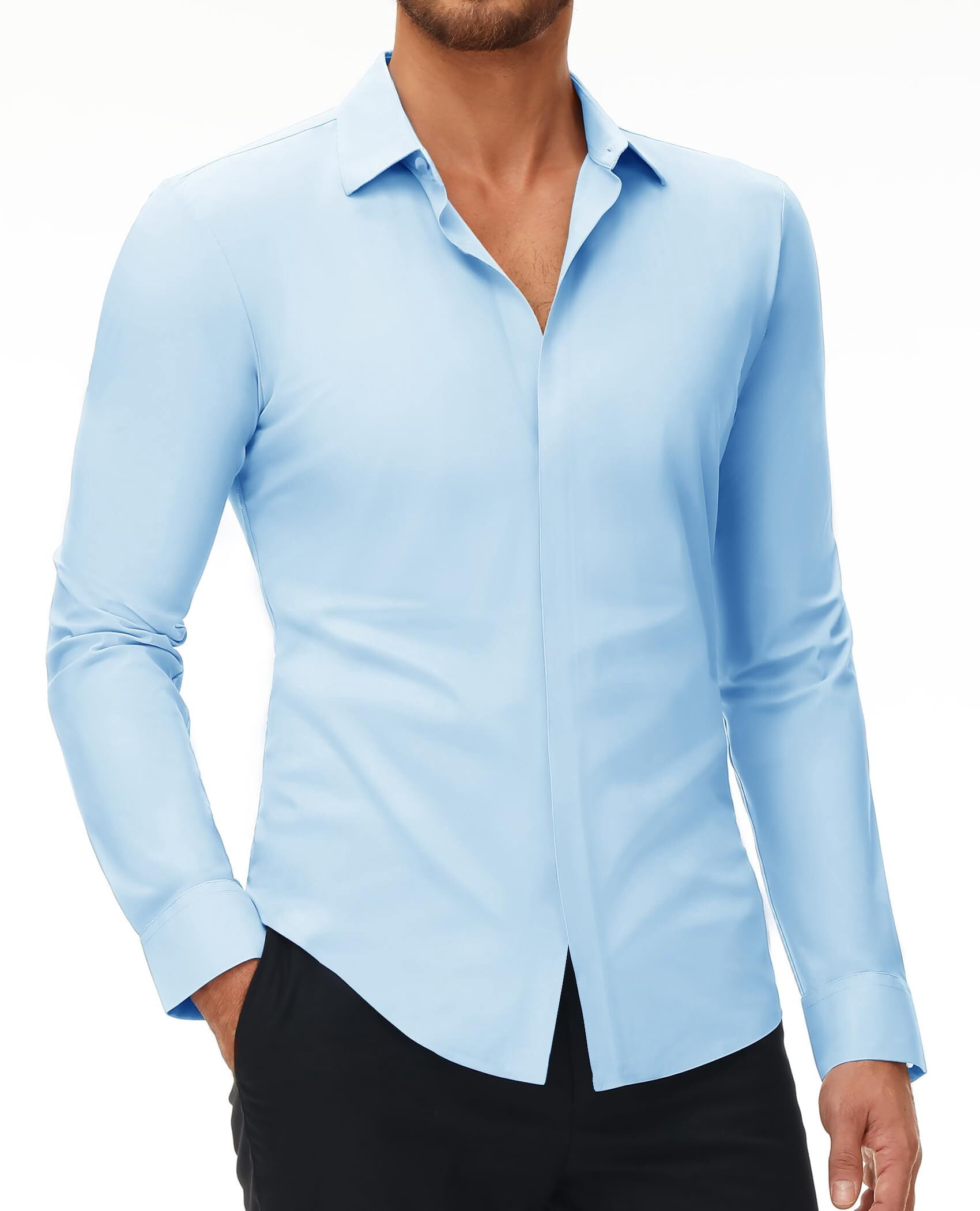 DEMEANOR Men's Short Sleeve Dress Shirt - Slim Fit, Wrinkle-Free, Button Down For Casual & Office 9 thumbnail image
