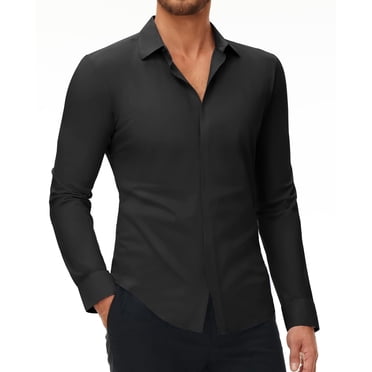 Youclos Men's Stretch Dress Shirts Long Sleeve Button Down Shirt Wrinkle-Free