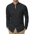thumbnail image 1 of Youclos Mens Band Collar Stretch Dress Shirts Long Sleeve Button Down Shirts with Pockets, 1 of 6