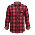 thumbnail image 1 of Youclos Mens Flannel Plaid Shirts Corduroy Collar Long Sleeve Button Down Shirt with Pocket, 1 of 8