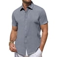 thumbnail image 1 of Youclos Short Sleeve Linen Shirts for Men Casual Button Down Hawaiian Shirt, 1 of 7
